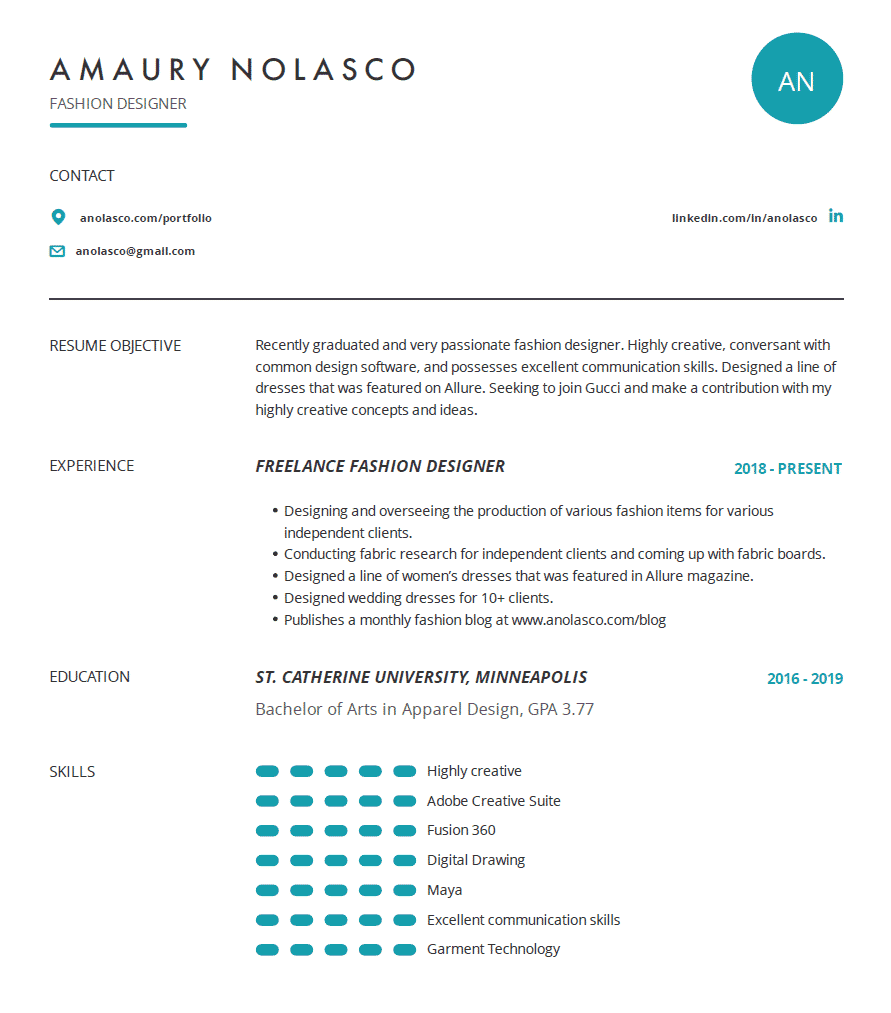 时装设计师简历：示例、模板和简历提示- Affde营销