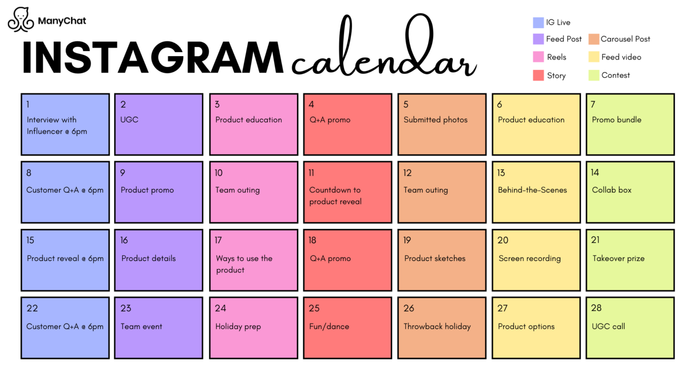 Contoh Nyata Kalender Konten Instagram Affde Marketing