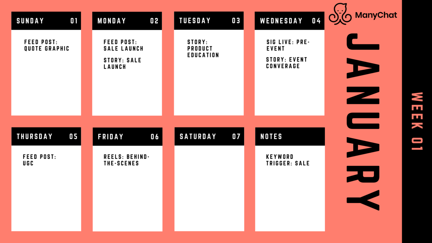 Contoh Nyata Kalender Konten Instagram Affde Marketing