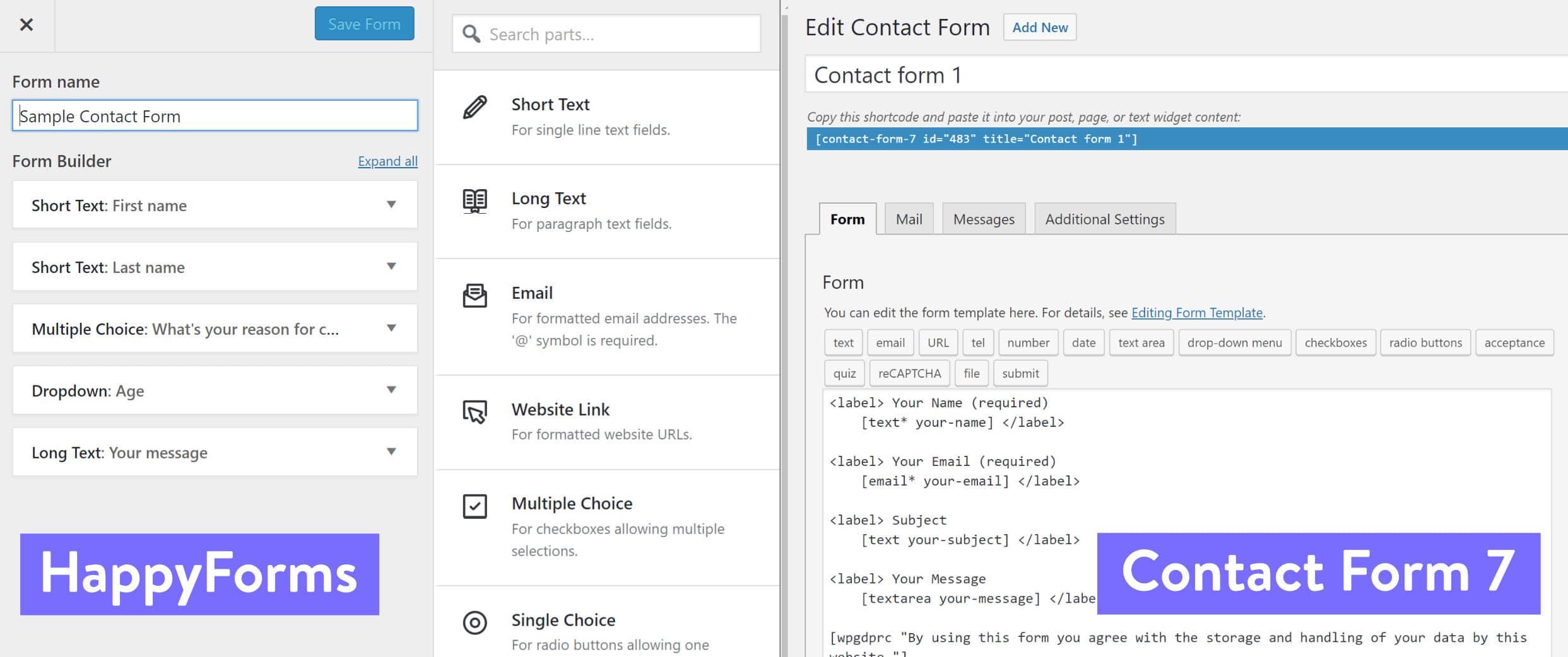 HappyForms Vs Contact Form 7 (Bataille Des Plugins De Formulaires ...